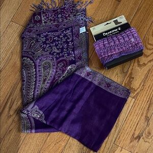 New scarf & boot cuffs winter wear brand new purple pink lilac